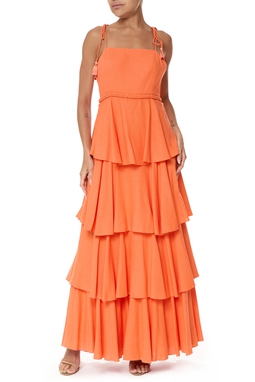Vestido Longo Algodão Laranja