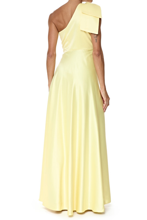 Vestido Longo Cetim Amarelo - DG76380 Essential Collection
