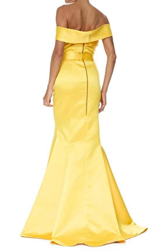 Vestido Longo Cetim Amarelo - DG76693 Vitor Zerbinato