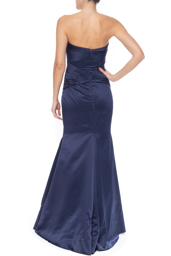 Vestido Longo Cetim Azul - DG54707 Zac Posen