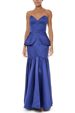 Vestido Longo Cetim Azul