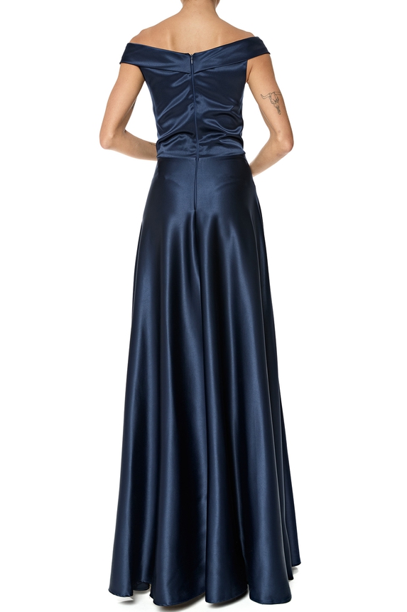 Vestido Longo Cetim Azul - DG76366 Essential Collection