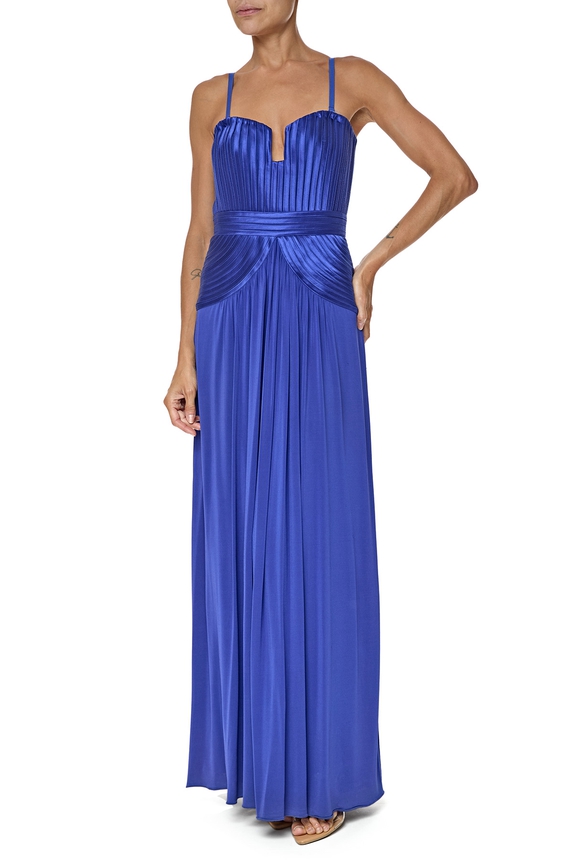 Vestido Longo Cetim Azul - DG76615 BCBG