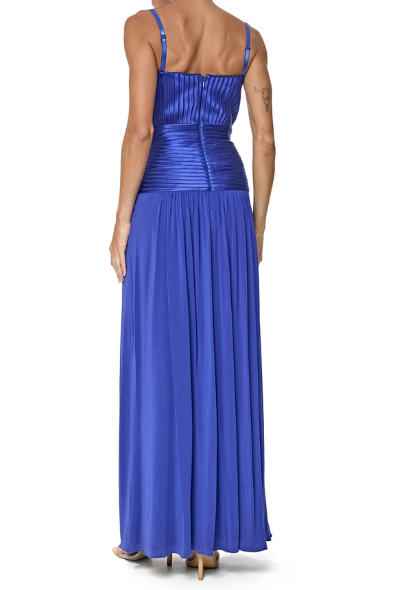 Vestido Longo Cetim Azul - DG76615 BCBG