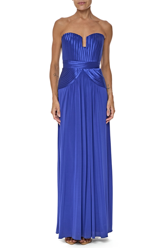 Vestido Longo Cetim Azul - DG76615 BCBG