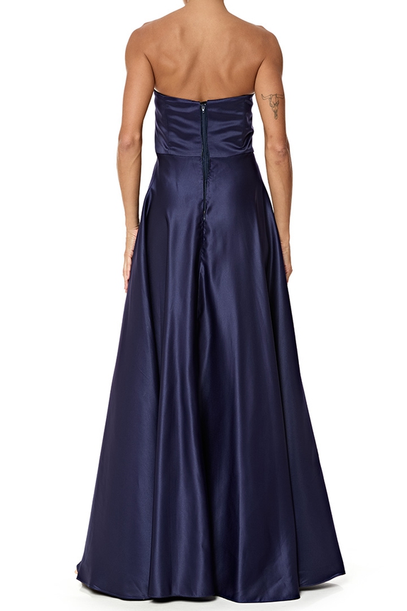 Vestido Longo Cetim Azul - DG76722 Essential Collection