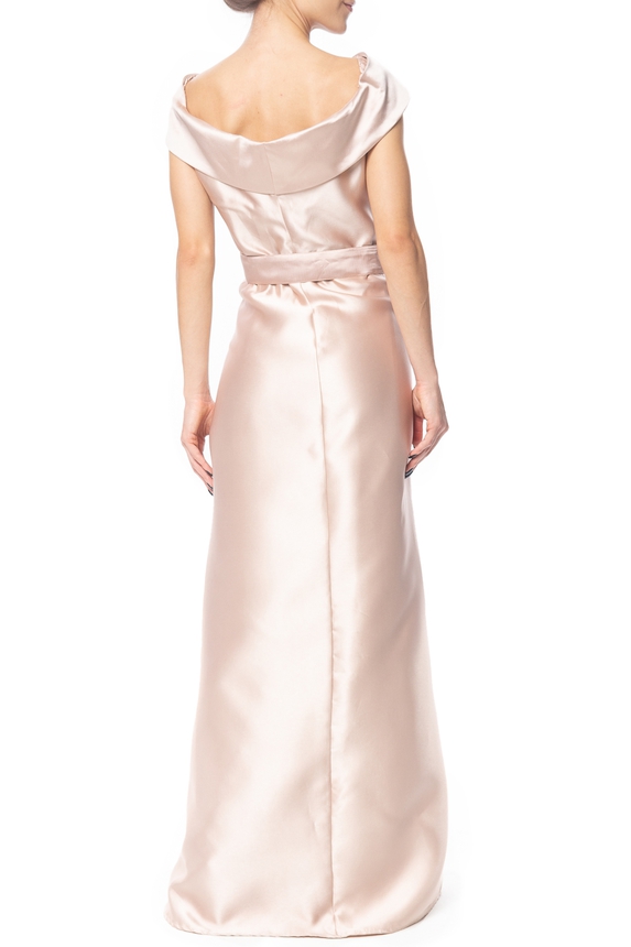 Vestido Longo Cetim Bege - DG44500 Basic Collection