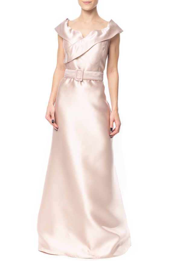 Vestido Longo Cetim Bege - DG44500 Basic Collection
