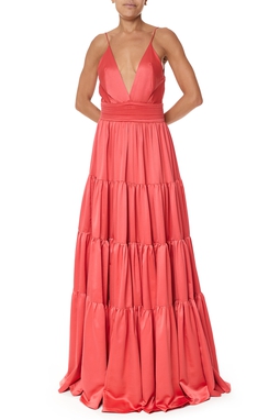 Vestido Longo Cetim Marrom