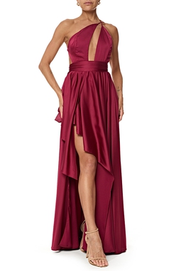 Vestido Longo Cetim Marsala