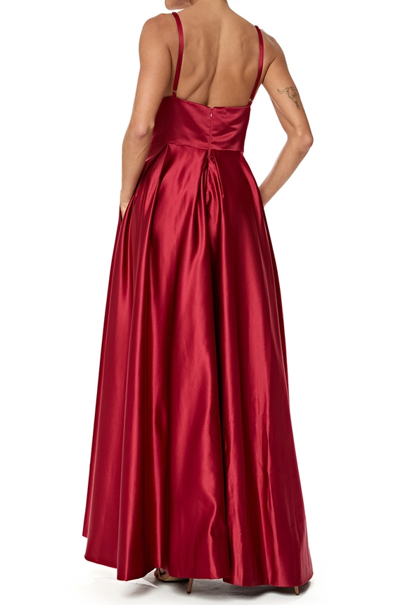 Vestido Longo Cetim Marsala - DG76891 Essential Collection