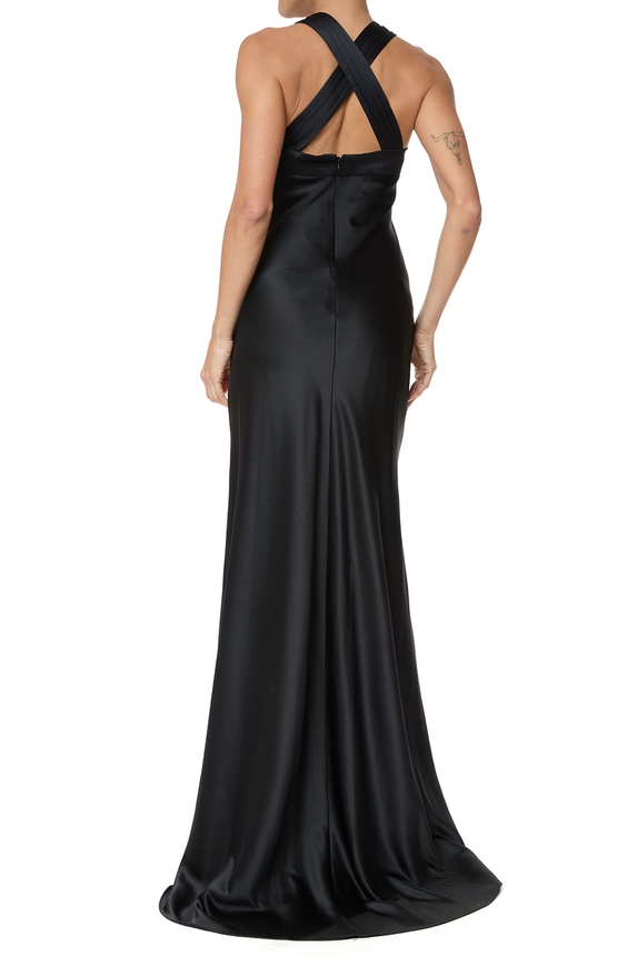 Vestido Longo Cetim Preto - DG75779 Calvin Klein