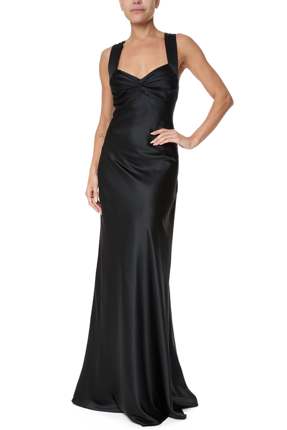 Vestido Longo Cetim Preto - DG75779 Calvin Klein