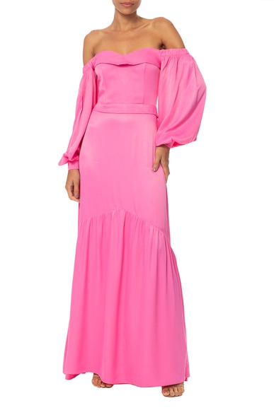 Vestido Longo Cetim Rosa