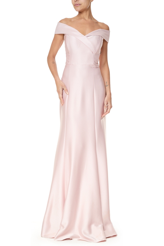 Vestido Longo Cetim Rosa - DG75574 Essential Collection