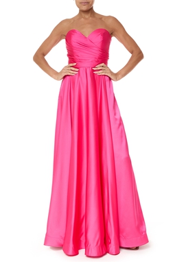 Vestido Longo Cetim Rosa