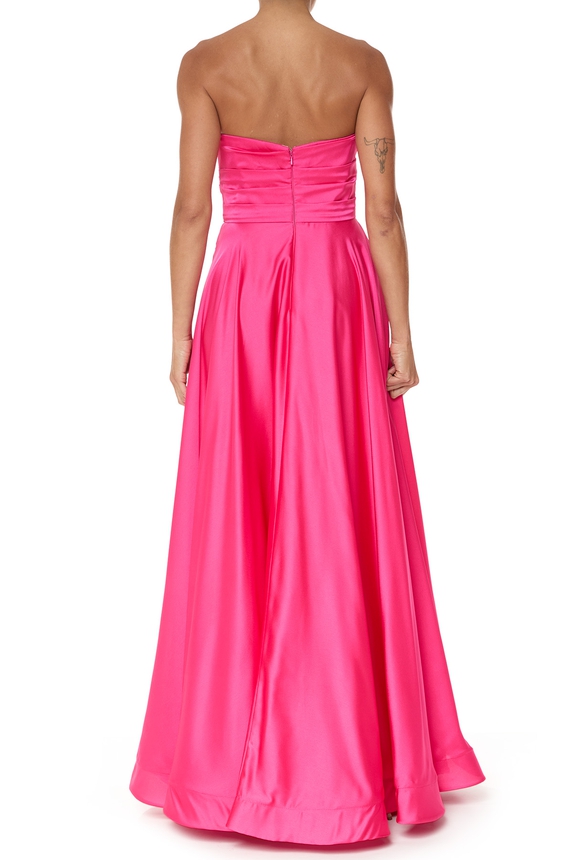 Vestido Longo Cetim Rosa - DG75799 Essential Collection