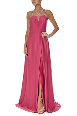 Vestido Longo Cetim Rosa