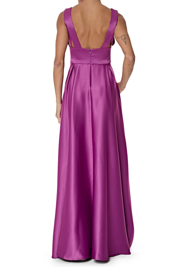 Vestido Longo Cetim Rosa - DG76933 Essential Collection