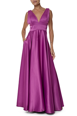Vestido Longo Cetim Rosa