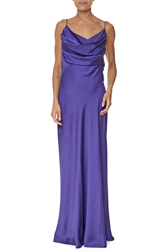 Vestido Longo Cetim Roxo - DG76384 Lourice Martinelli