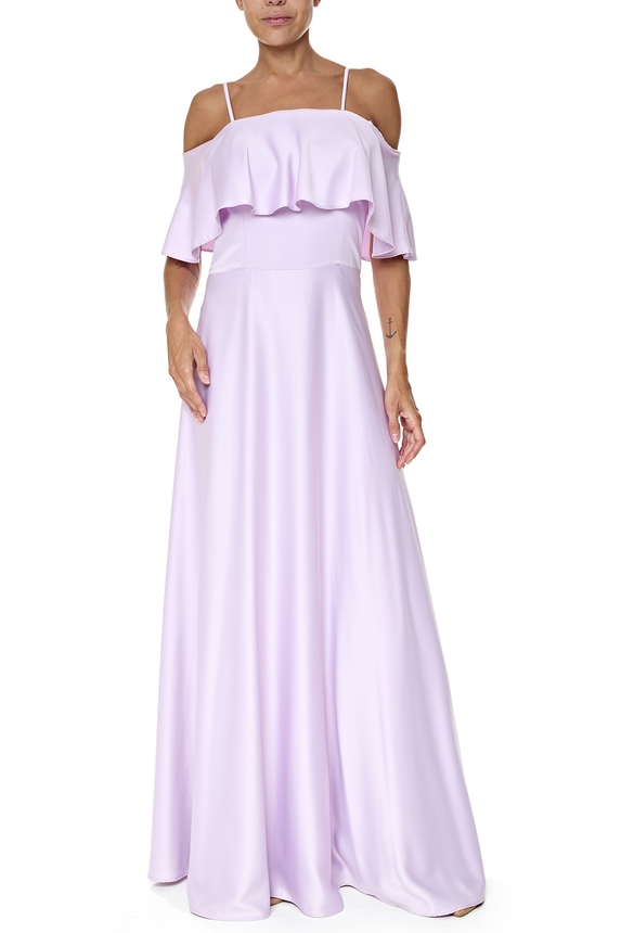 Vestido Longo Cetim Roxo - DG76526 Essential Collection