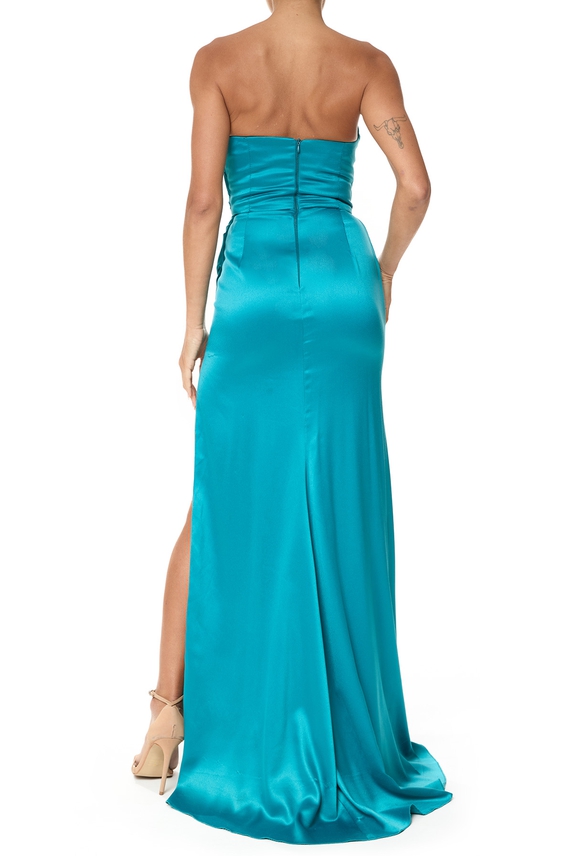 Vestido Longo Cetim Verde - DG75822 Essential Collection