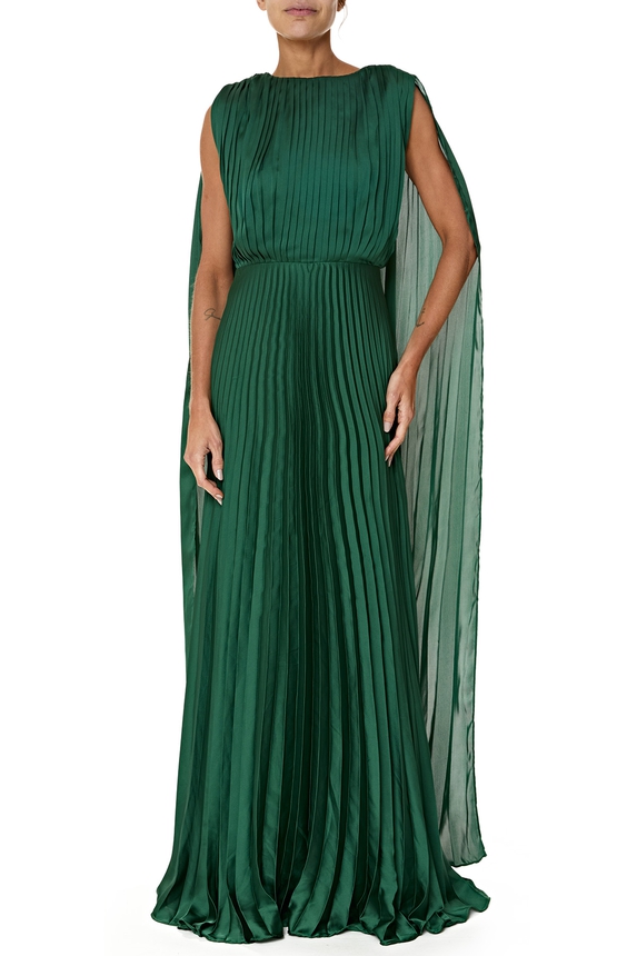 Vestido Longo Cetim Verde - DG76288 Essential Collection
