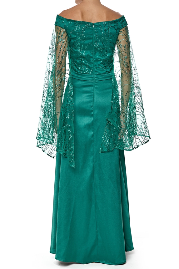 Vestido Longo Cetim Verde - DG76421 Essential Collection