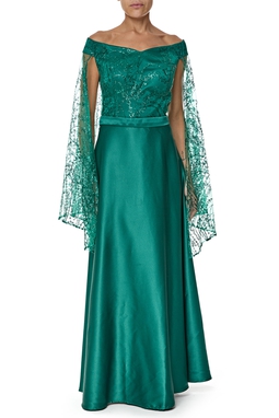 Vestido Longo Cetim Verde