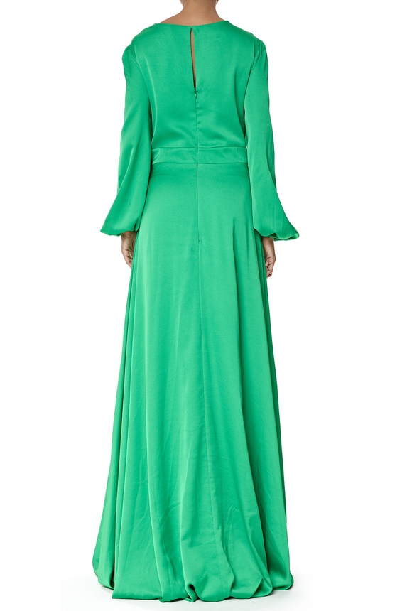 Vestido Longo Cetim Verde - DG76536 Essential Collection