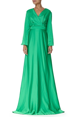 Vestido Longo Cetim Verde