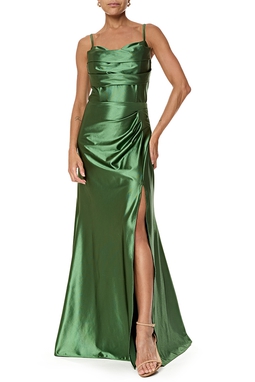 Vestido Longo Cetim Verde