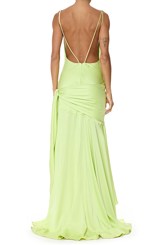 Vestido Longo Cetim Verde - DG76802 Tufi Duek