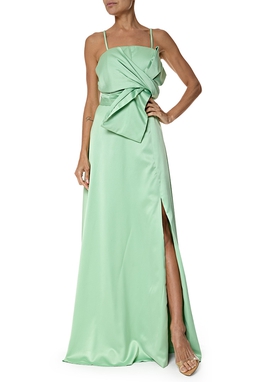 Vestido Longo Cetim Verde