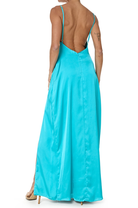 Vestido Longo Cetim Verde - DG77015 Essential Collection