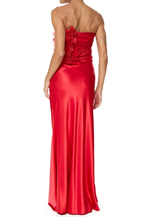 Vestido Longo Cetim Vermelho - DG76185 Essential Collection