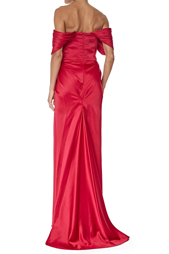 Vestido Longo Cetim Vermelho - DG76457 Essential Collection