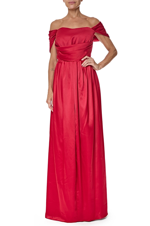 Vestido Longo Cetim Vermelho - DG76457 Essential Collection