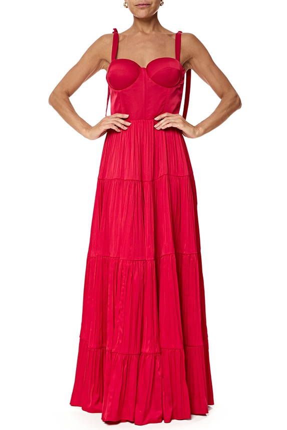 Vestido Longo Cetim Vermelho - DG76716 Honória