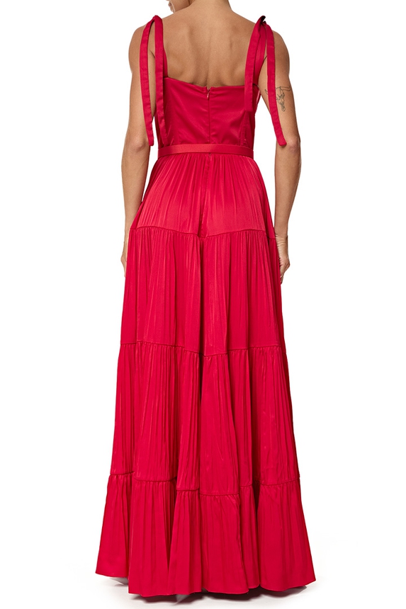 Vestido Longo Cetim Vermelho - DG76716 Honória