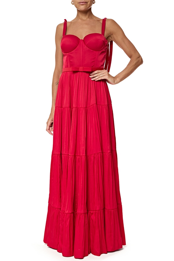 Vestido Longo Cetim Vermelho - DG76716 Honória