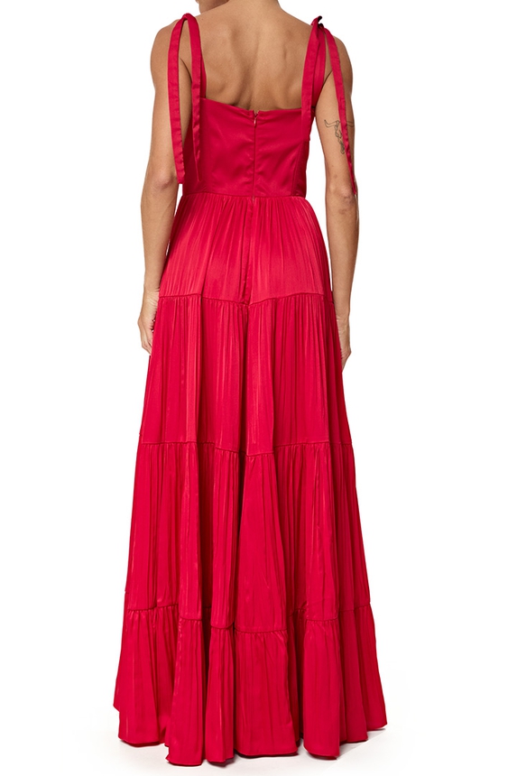 Vestido Longo Cetim Vermelho - DG76716 Honória