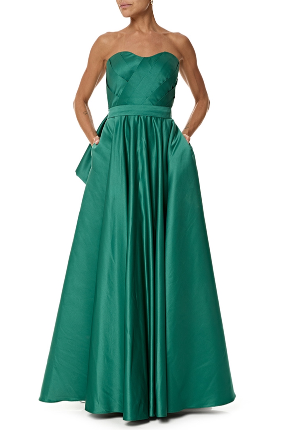 Vestido Longo Cetim Vermelho - DG76748 Essential Collection