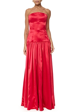 Vestido Longo Cetim Vermelho