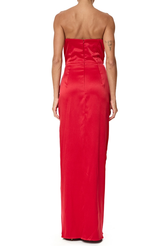 Vestido Longo Cetim Vermelho - DG76831 Essential Collection