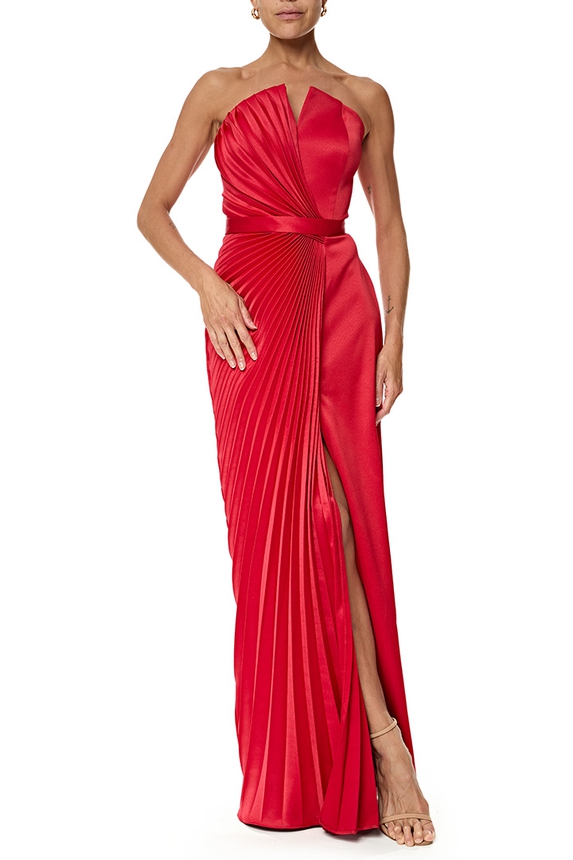 Vestido Longo Cetim Vermelho - DG76831 Essential Collection
