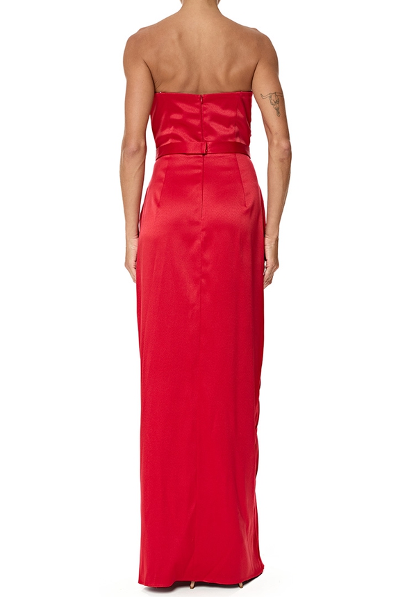 Vestido Longo Cetim Vermelho - DG76831 Essential Collection