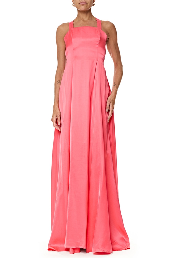 Vestido Longo Cetim Vermelho - DG76918 Kika Simonsen