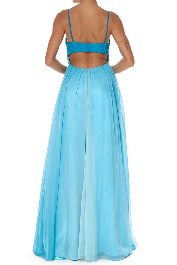 Vestido Longo Chiffon Azul - DG76010 Prime Collection